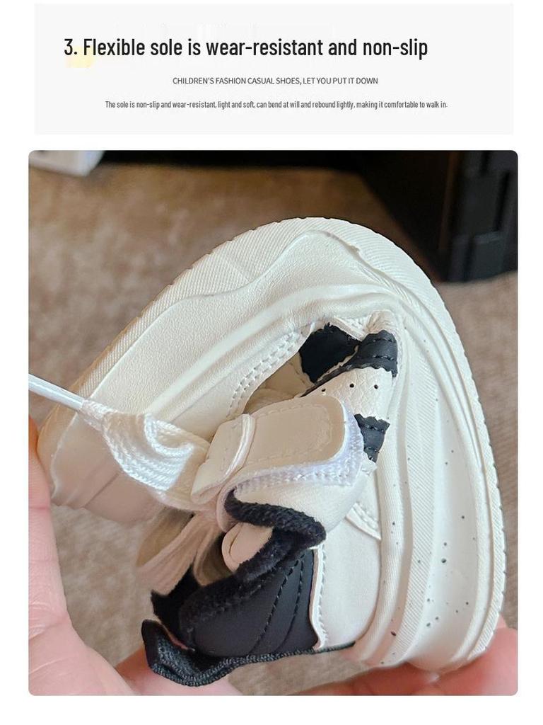 2025 Kids' Plus Velvet Non-Slip White Sports Shoes for Boys and Girls