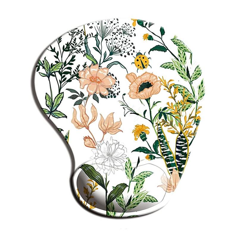 

Маленький эргономичный коврик для мыши с цветочным узором и подставкой для запястий, нескользящий резиновый коврик для компьютера на поверхности стола для мыши