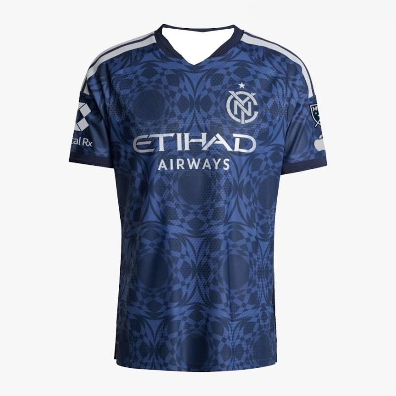 NYCFC 2026 Všechny národy Pánské fotbalové tričko MLS Fotbalový dres Verze pro fanoušky Modrý geometrický vzor Letní tričko Rodinná dětská trička