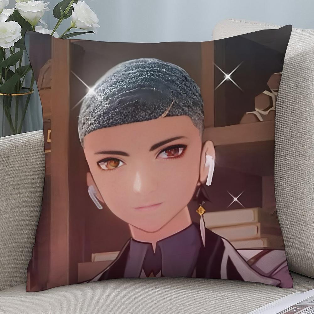 Zhongli Genshin Impact Pillow Case 3D Print Polyester Fiber 45*45 cm Home Sofa Throw Pillow Cover Decoration Festival Gift