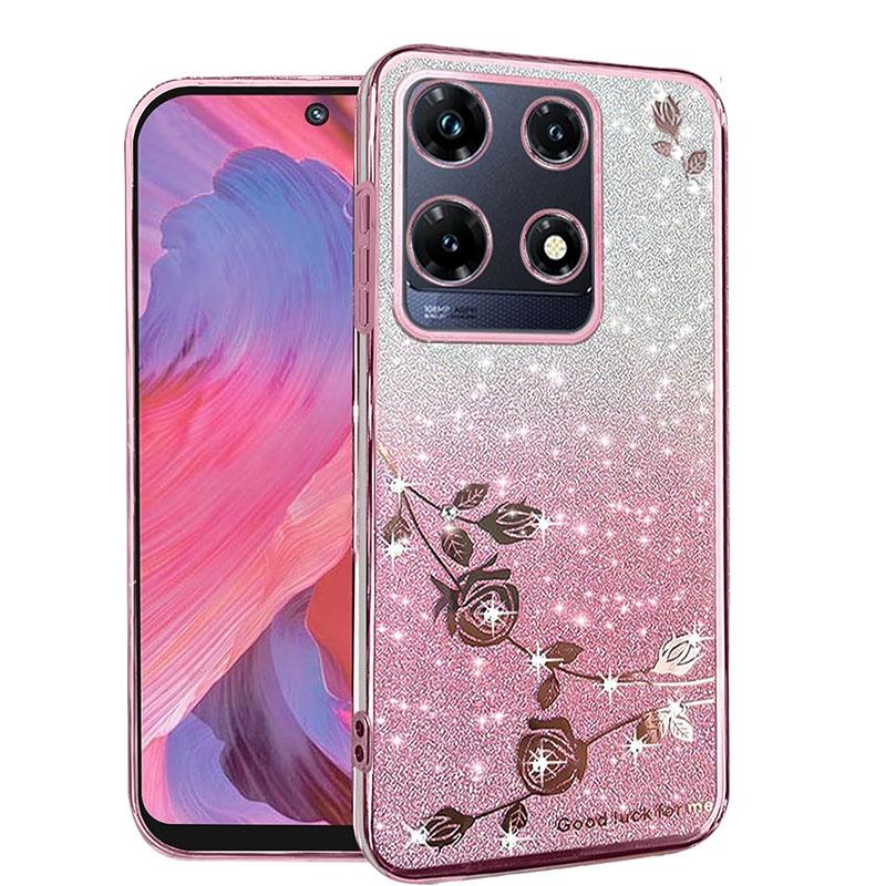 

Чехол для телефона Infinix Note 30, 30i, 30 Pro, 30 VIP Flash Pink Flower Прозрачный противоударный защитный чехол с роскошным бриллиантовым блеском Note 30 4G (X6833B) розовый