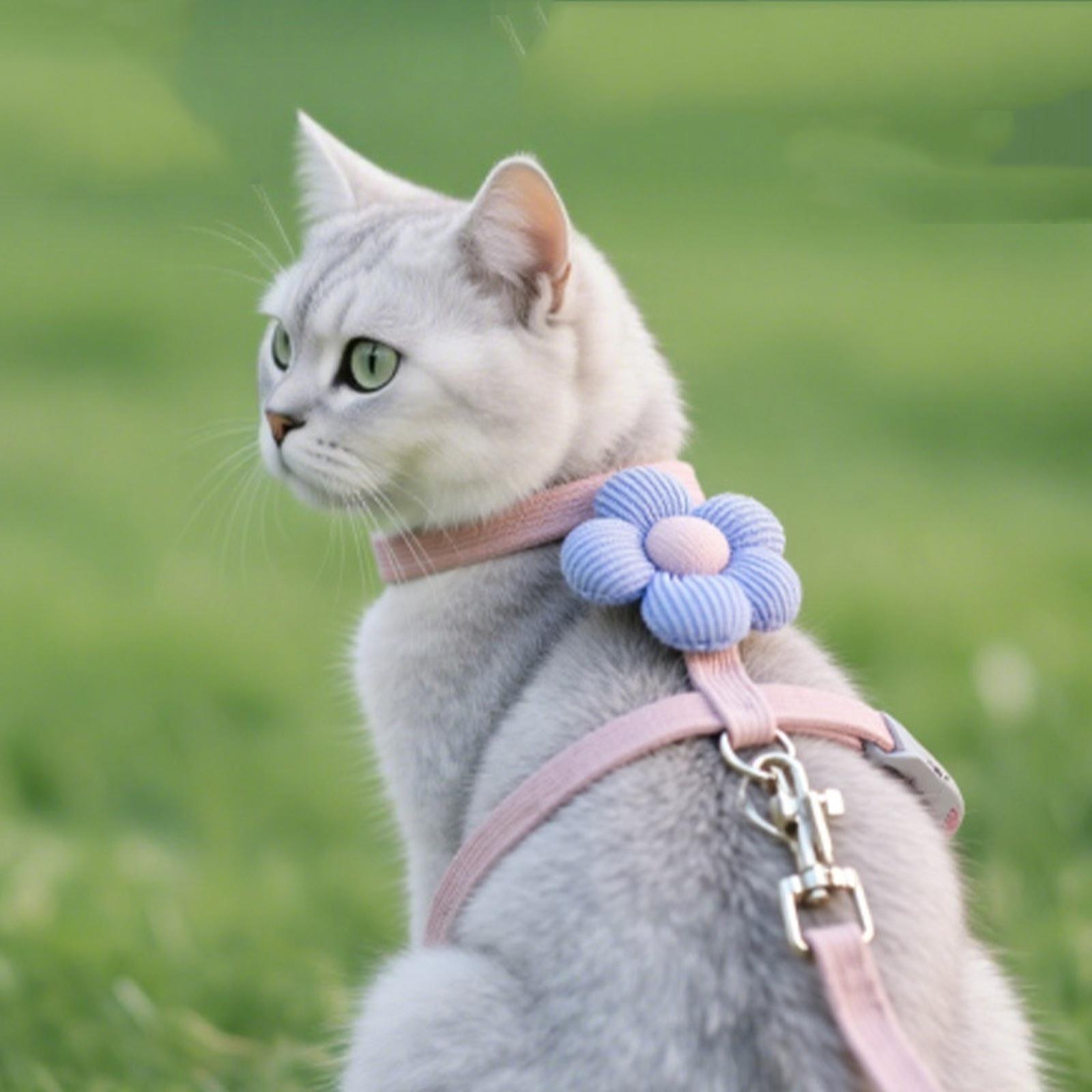 

Floral Leash Set I-Shaped Escape Proof Adjustable Walking Vest one size розовый