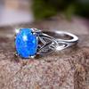 Palladium White K Egg Blue Opal Edge Cross Ring