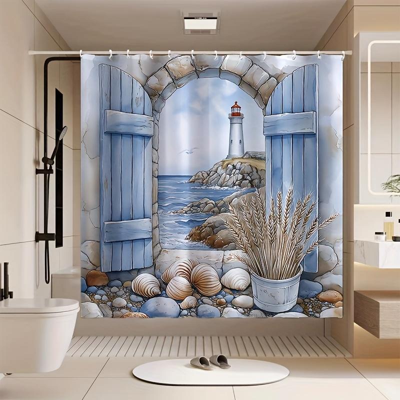 

Elegant Digital Printing Waterproof Polyester Shower Curtain For All Seasons, Bathroom Decorative Shower Curtain With Hook W60H190(CM)-1 Pcs