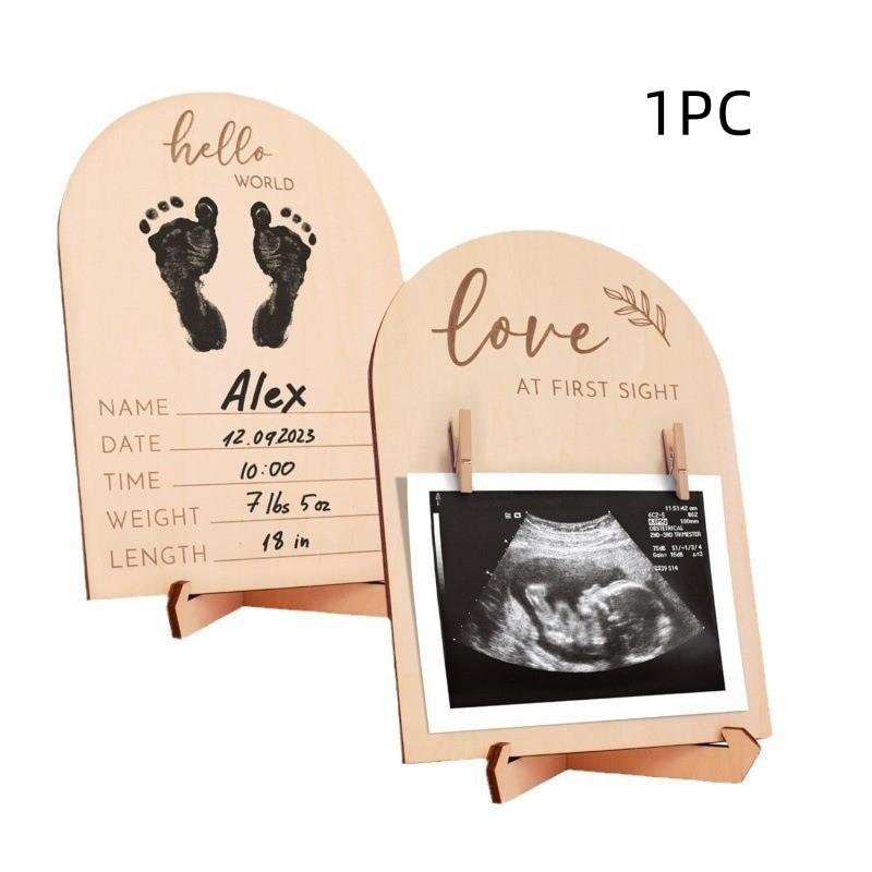 

Baby Ultrasound wooden Photo Frame Sonogram Picture Frame Pregnancy Gift Baby Footprints of hands Keepsake For Couples New Moms