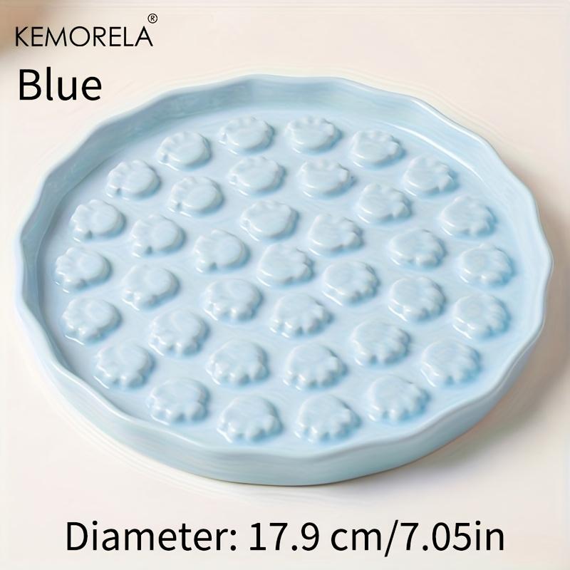 KEMORELA Ciotola Ceramica Lenta per Gatti - Ciotola Cibo per Animali Design Zampa, Piatto Anti-Ingozzamento per Gatti e Cani Piccoli