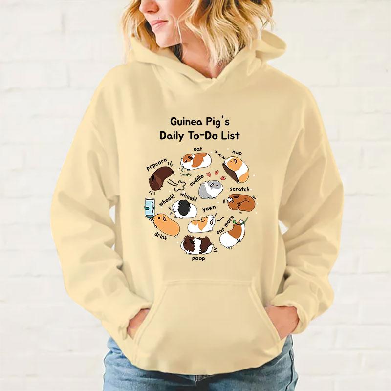 Funny Guinea Pig Daily To Do List Print Hoodie Fashion Women Men Casual Pullover Hoodies Ladies Sweatshirt