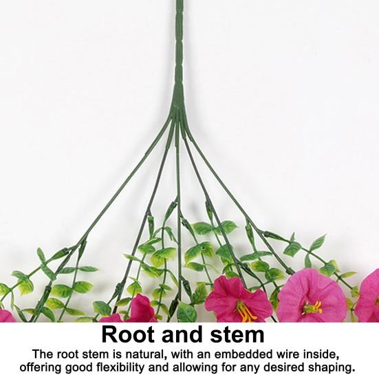 Artificial Flowers for Outdoor, Fake Hanging Morning Glory with Eucalyptus Leaves, UV Resistant Faux Plants Petunias Trailing Vines for Porch, Patio,