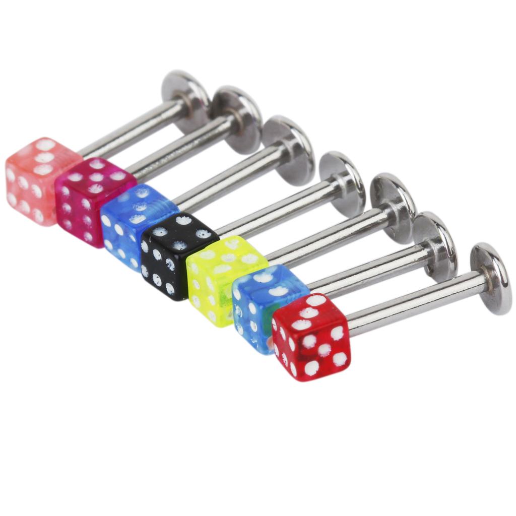 20 Stück Gemischte Würfel Lippenstecker Kinn Zunge Ringe Bar Labret Körperschmuck Piercing Schmuck