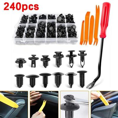240PCS Auto Bumper Retainer Clips Kit for Fender Mudguard Fastener Push Pins Plastic Rivets Clips Trim Panel Expansion Screws