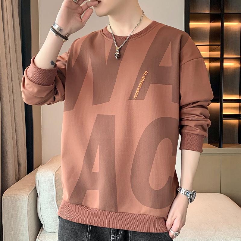 Spring Autumn Round Neck Loose Casual Hip Hop Printing Sweatshirt Male Pullover Top Men