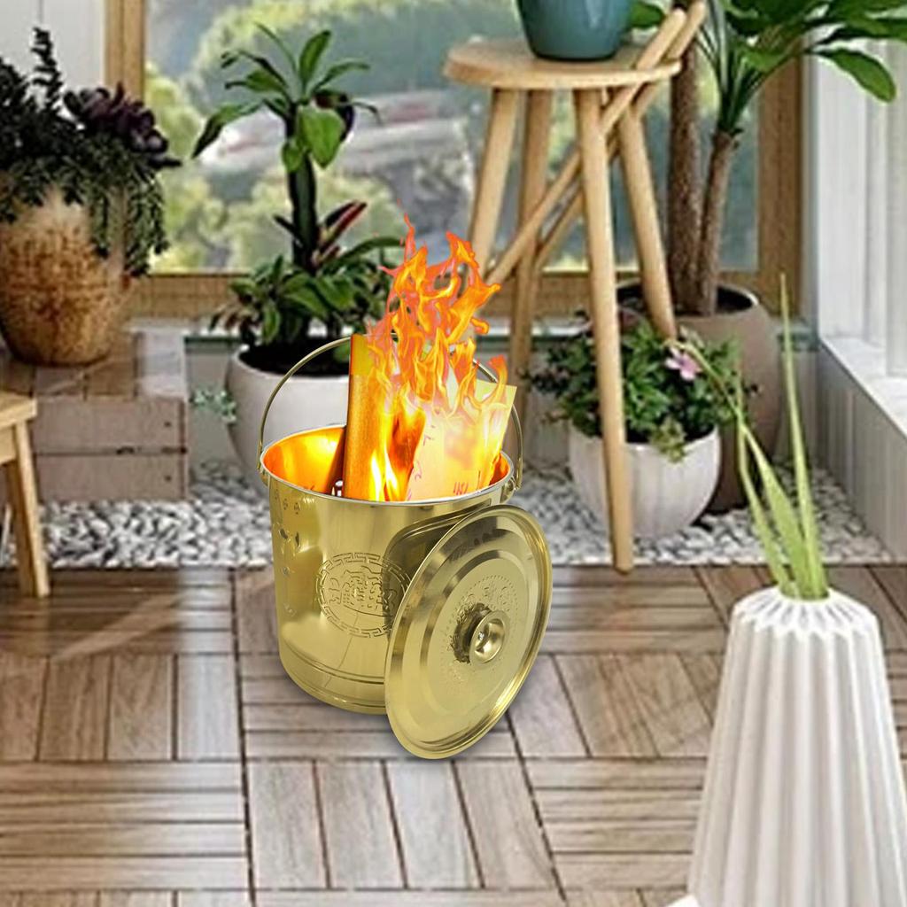 Burning Bucket Treasure Bowl Metal Fireplace Bucket for Yard Waste Trash Paper