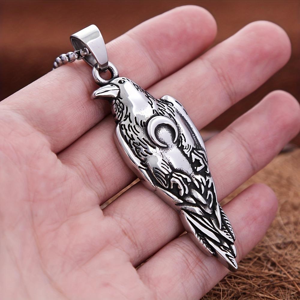 New Viking Crow Pendant Necklace Men's Moon Necklace Fashion Jewelry