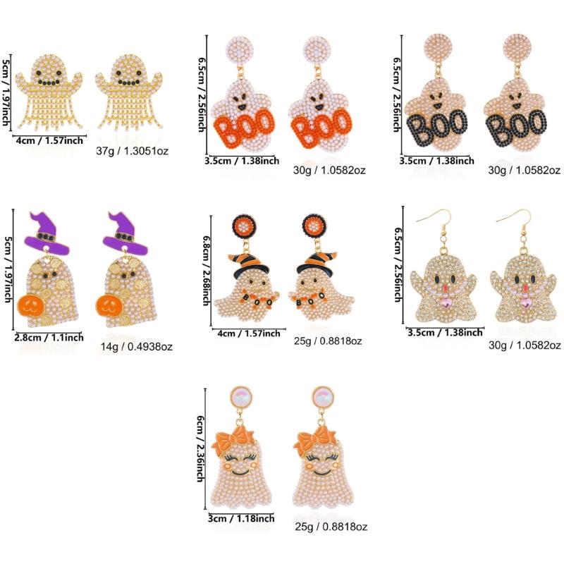 Alloy Halloween Earrings Pair, Holiday Accessory with Embellished Front for Party Outfits, Dress Up Looks and Photos