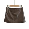 Retro Leather Low-Waist Skirt: European & American Style, Hip-Hugging, Sexy, Anti-Exposure Women's Skirt