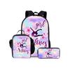 Yoga Dance Print Three Piece Backpacks Set for Boy and Girls Best Gifts 2D Flat Cartoon School Bag for Children