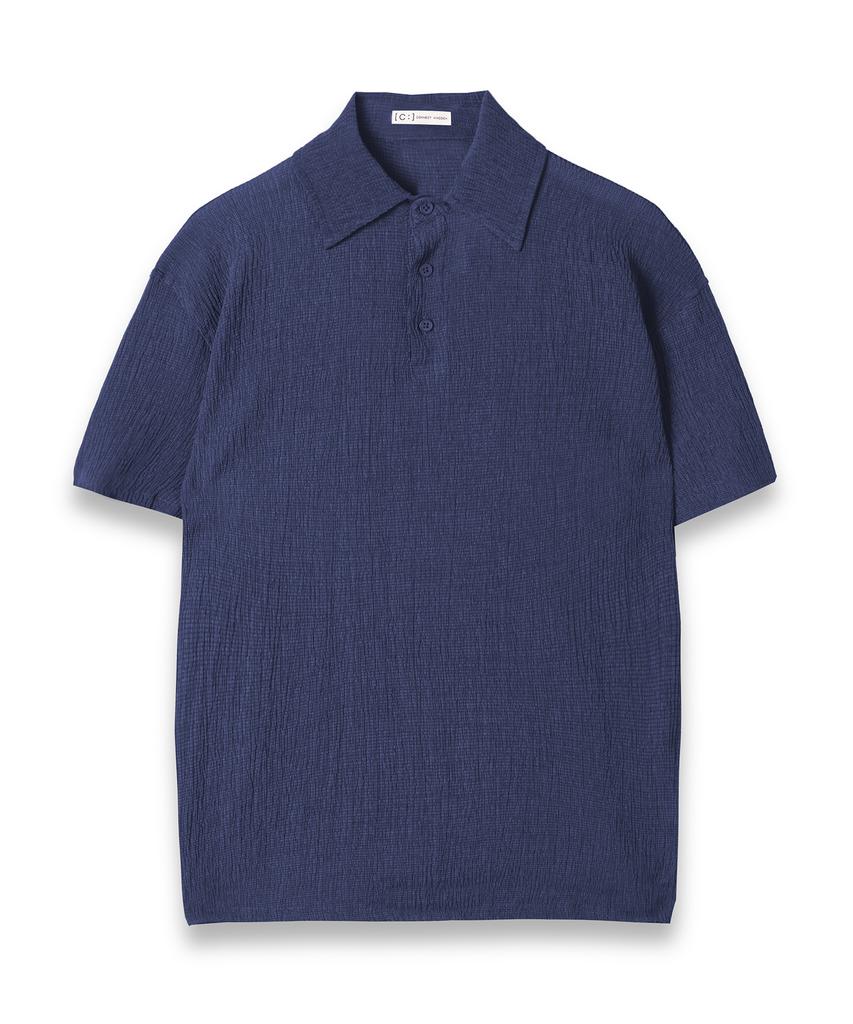 CONNECT KINLOCH Wish & Wear Seersucker Polo Shirt (Blue)