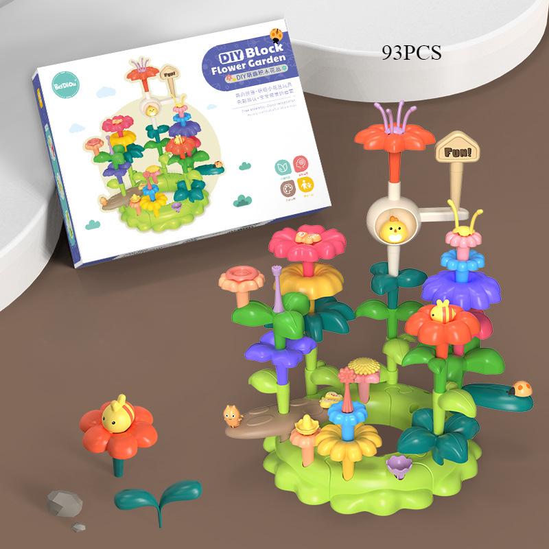 Children's Building Block Flower Bed Assembly Toys, Girls' Educational and Versatile Garden Building Block Flower Arrangement Toys Storage Box