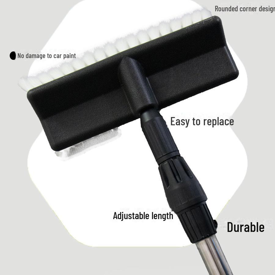 Telescopic Car Cleaning Brush with Soft Bristles, Long Handle, and Absorbent Mop Head