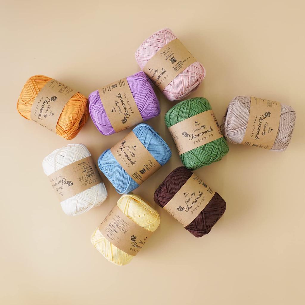 Raw wool yarn Chatty cotton Medium fine 20g cotton 10 balls set Strawberry milk (approx. 48m) 100% 3.