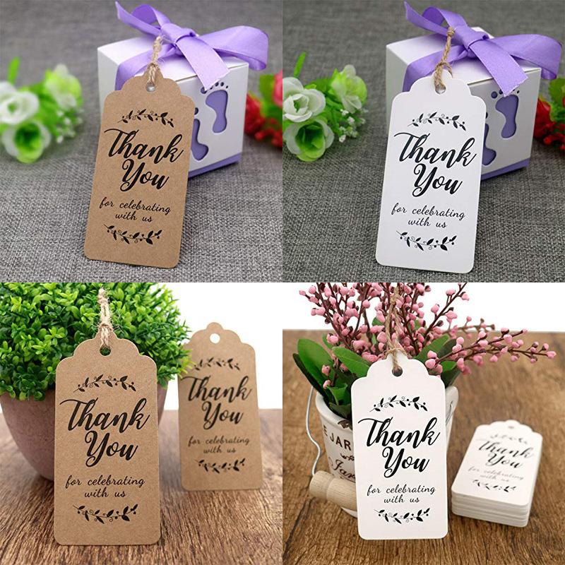 Thank You Hang Tag DIY Handmade Thank You Hang Tag Holiday Gift Hanging Card Label Party Wedding Decoration 100 Pcs/pack