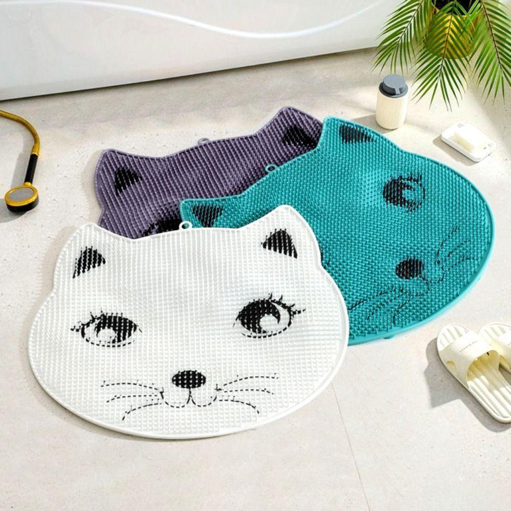 Anti Slip Bathroom Non Slip Pad Cat Shaped Massage Pad Rubbing Bath Floor Mat  Bath