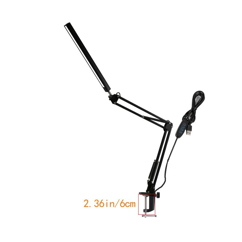

LED Folding Desk Lamp Clip on Light with Long Arm 3 Color Adjustable Dimming Table Lamp for Bedroom Living Room Reading Computer