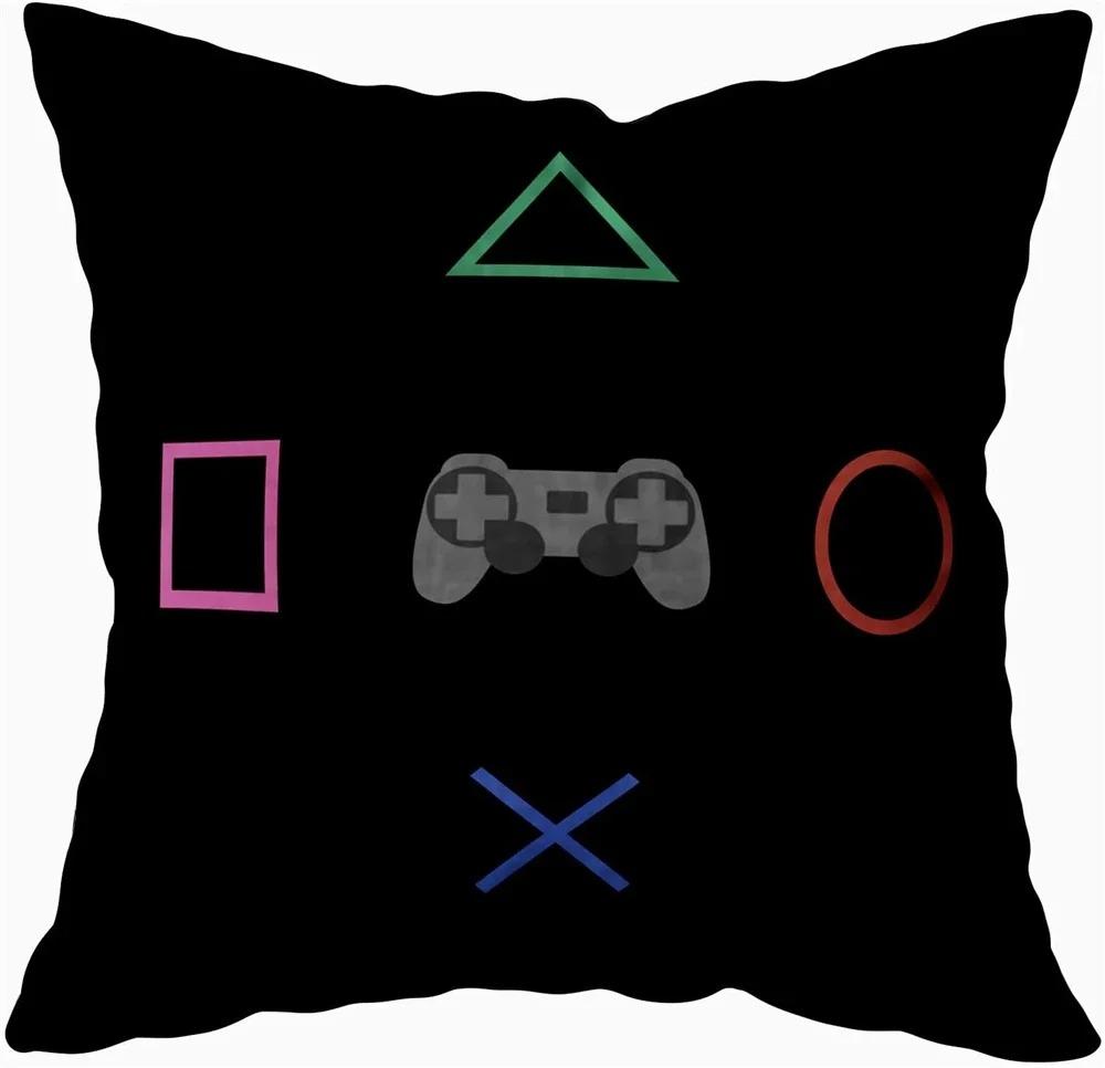 Home Decor Gaming-Themed Fun: Gamepad & Console Prints Pattern Cushion Cover Suitable For Sofa Bedroom Car Pillow Cover