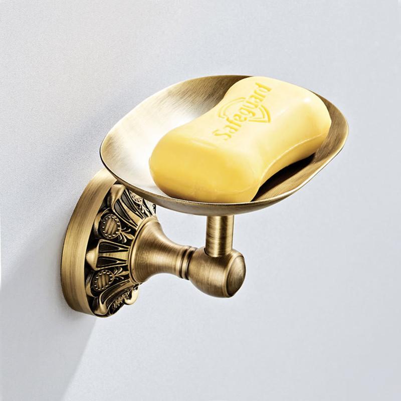 Bathroom Accessories Soap Dish Embossed Brass Soap Bar Holder Hotel Soap Holder Ronze Flower Chassis Antique Technology