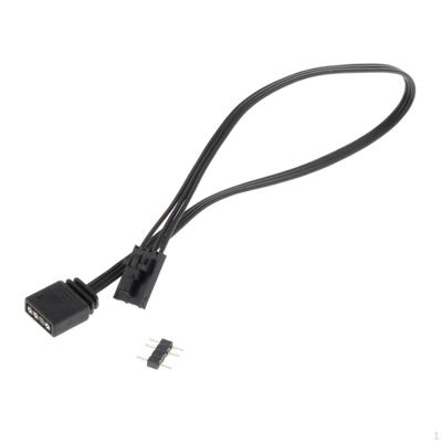 Lüfteradapterkabel 4-polig RGB auf ARGB 5 V 3 Schwarz mit ummanteltem Stecker Wiederverwendbar Tragbar