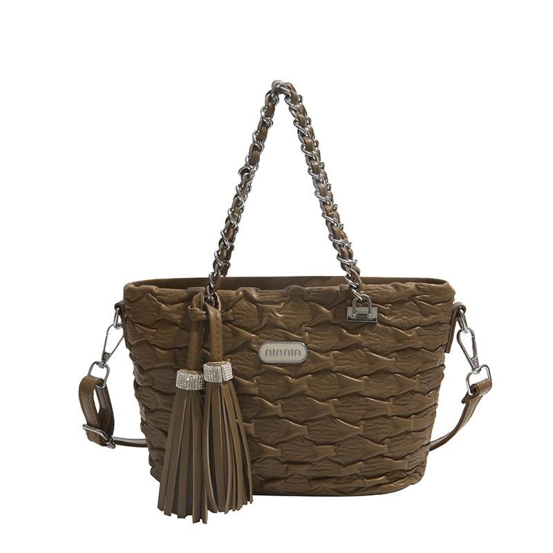 Pu Water Bucket Bag With Zipper Pocket For Daily Casual Women