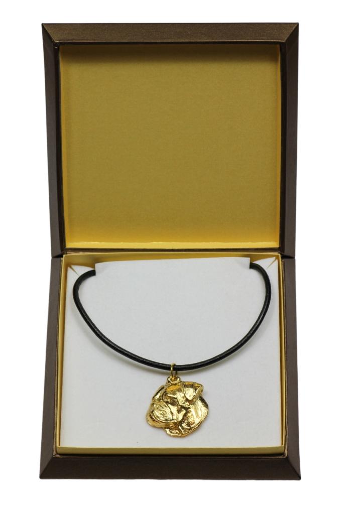

American Bulldog, Old Country Bulldog - Dog necklace in gift box, gold-plated pendant for dog fan, striking jewellery by Art-Dog