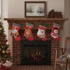 Set of 4 Christmas Decorations Stockings Snowman, Santa, Reindeer Socks Christmas Tree Decoration Items Gifts Hangings Stocking Set