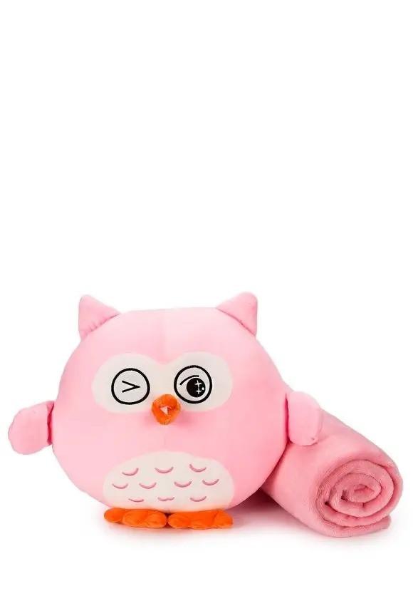 

Soft toy pillow with blanket Supretto Owl Javelina 3 in 1, pink (Art. 78100001) рожевий
