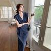 Blue Old Money Wind Loose Design Vest Suit Skirt Women's Summer New Temperament Skirt Two-piece Set