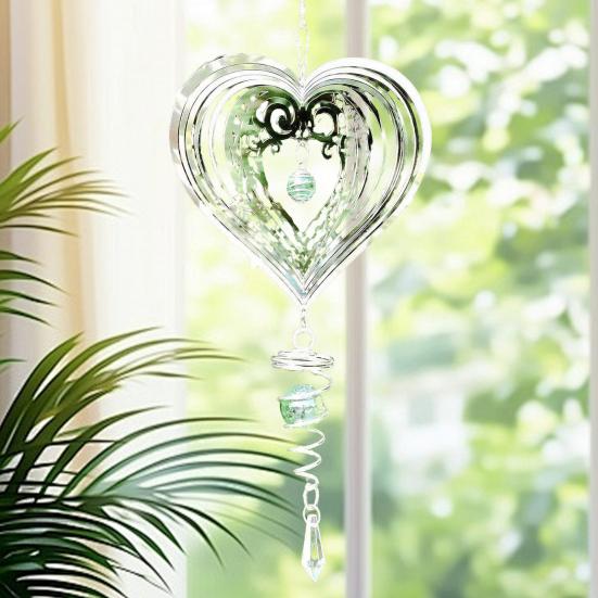 3D Wind Spinner Highly Reflective Metal Bird Deterrents To Scare Birds Away Mirrored Hanging Heart Butterfly Wind Spinner for Outside Garden Yard