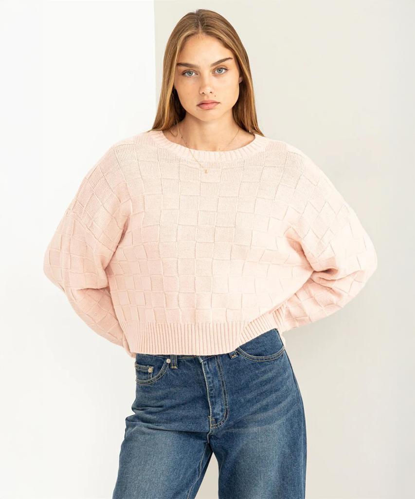 HYFVE Long Sleeve Square Texture Sweater