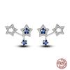 Sparkling Women Hoop Earrings 925 copper Heart Shape Star Moon Round Blue Zircon Fit Origina Drop Earrings Zircon Holiday gifts