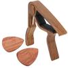 Acoustic Guitar Capo Solid Wood Silica Gel Clamp Ergonomics with 2 Picks for Bass Ukulele Violin