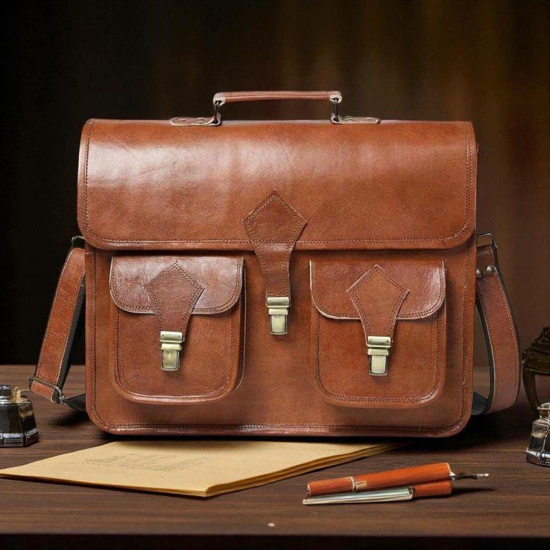 Top Grain Leather Briefcase Travel Laptop Bag - Satchel Portfolio Notebook Tablet Messenger Bag for Men & Women Gift for him