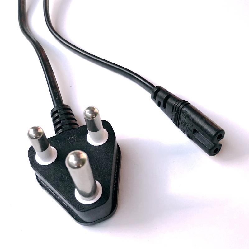 SANS South Africa 2/3-Pin Power Cord for Clothes Dryer, Smart Mirror, Projector, Camera, Rice Cooker, Printer. South Africa 3-Pin Figure-8 Tail