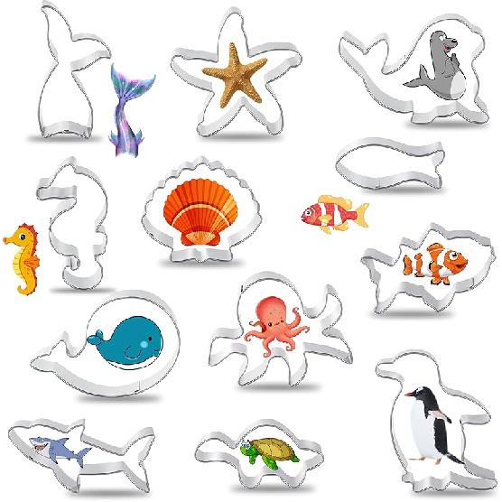 Animal Cookie Cutter Set for Kids, Cookie Cutter Set of 12 Piece, Stainless Steel Biscuit Cutters Molds with Fox, Giraffe, Squirrel, Penguin,