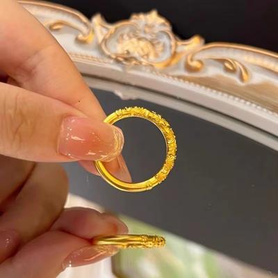 Engraved Plain Ring Women's New Chinese Niche Design Bauhinia Ring Fashion Versatile Same Jewelry