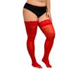 Freeauce Plus Large Size Elastic Fishnet Black Lace Stockings Sexy Thigh High Mesh Over Knee Long Socks For Oversized Women 3Xxl