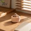 Slow Release Essential Oil Diffuser Wooden Diffuser, Beech Wood Aromatherapy Desktop Ornament Small Round for Home Offices Cars Yoga Rooms Zero Power