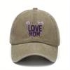 Love Mom Floral Graphic Baseball Cap Distressed Washed Cotton Outdoor Adjustable Hat Unisex