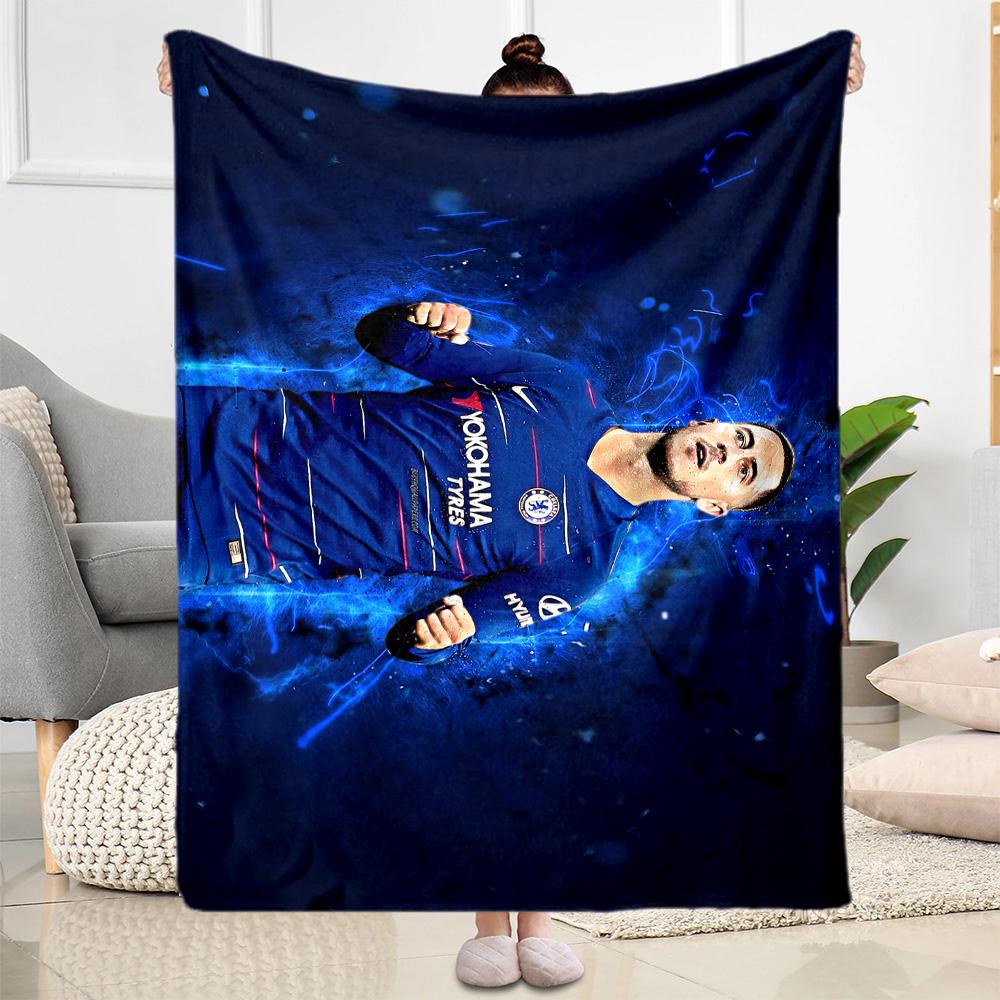 Chelsea Fc Player Portrait Blanket Comfortable Great for Bed Livingroom Seaside All-Season Use Modern Style