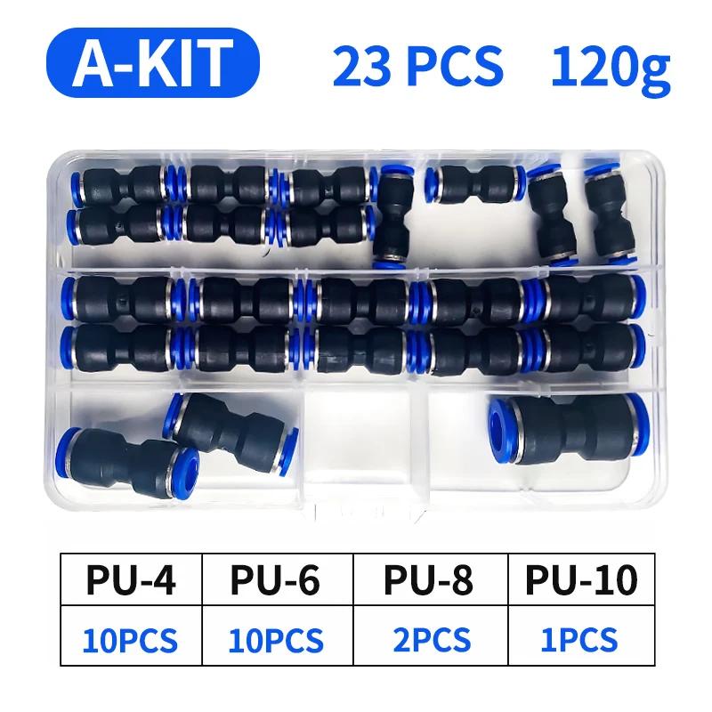 Boxed 23/60/80/100 PCS PU Kit Air Straight Pneumatic Fittings PU Water Pipes Quick Release Connector PU4 PU6 PU8 PU14 4/6/8/10MM