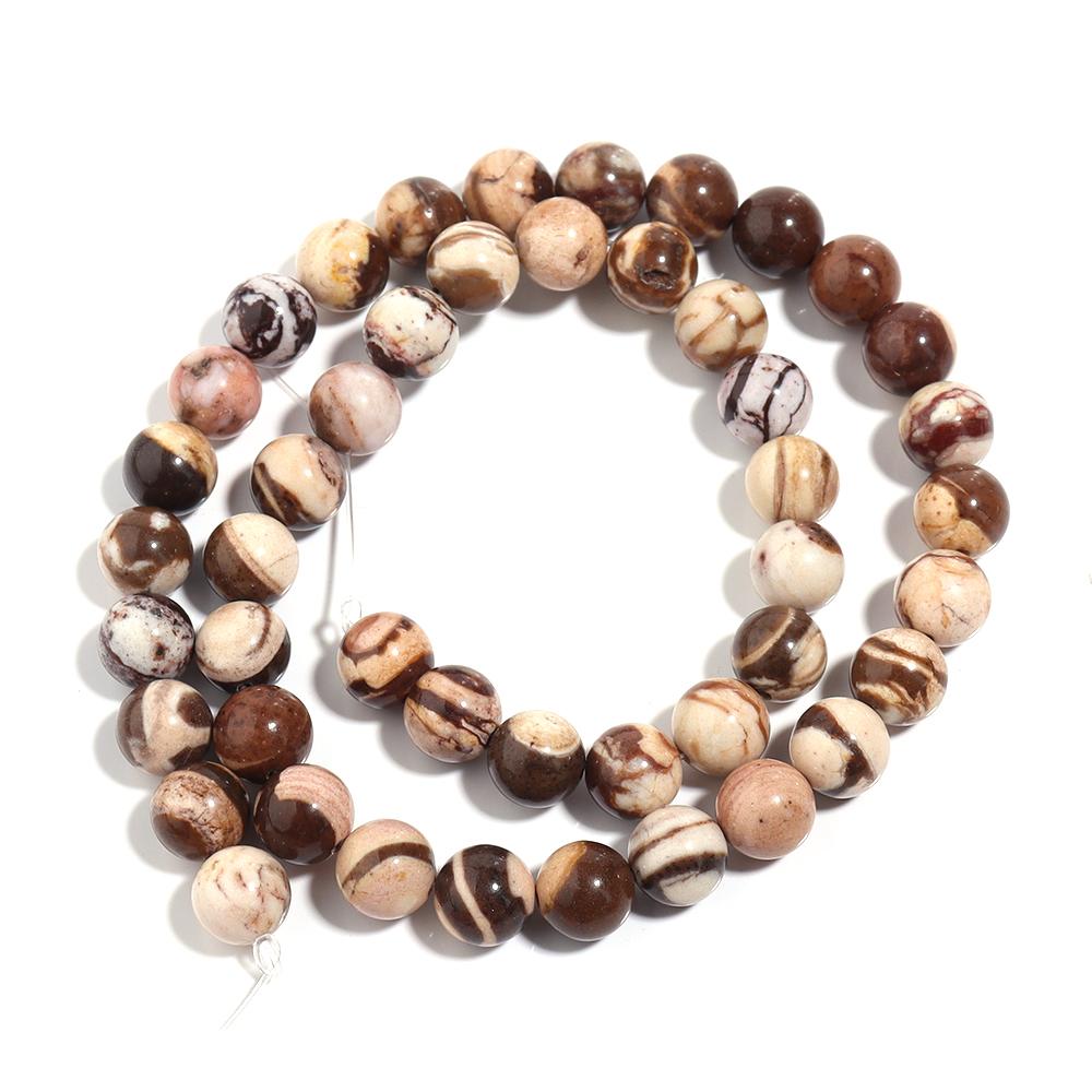 Natural Stone Beads 4 6 8 10 12mm Coffee Stripe Zebra Stone Round Loose Beads For Jewelry Making DIY Bracelets Necklace Supplies