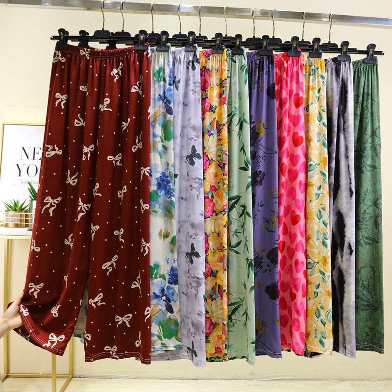 Pantaloni Casual in Cotone Sottile da Donna Estivi Larghi da Casa Lunghi a Gamba Larga